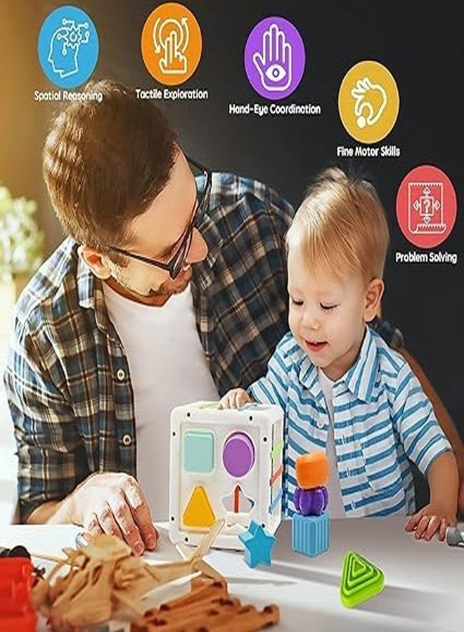 HELLYZ Shape Sorter Baby Sensory Cube Toy for Kids & Toddlers 0-4 Years | 10 Colorful Shape Blocks | BPA-Free & Non-Toxic Montessori Learning Toy | Educational & Fun Birthday Gift - Image 4